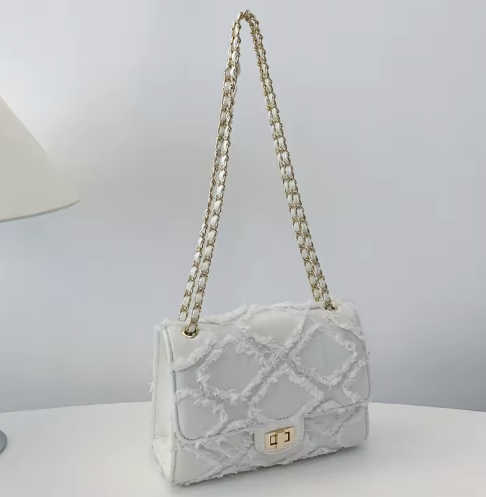 Celeste Quilted Denim Chain Bag