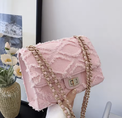 Celeste Quilted Denim Chain Bag