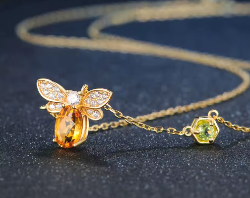 Golden Honeybee Pendant Necklace