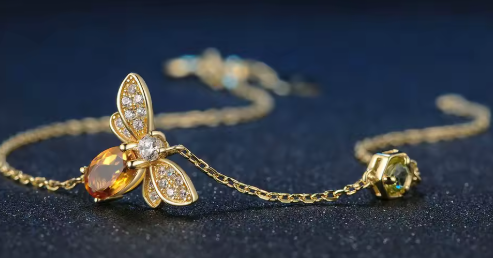 Golden Honeybee Pendant Necklace