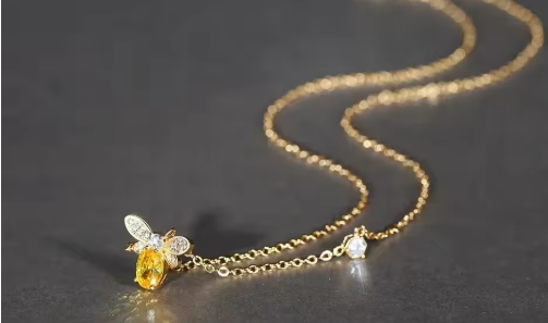 Golden Honeybee Pendant Necklace