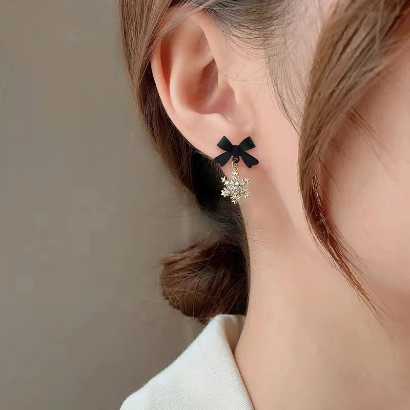Snowflake Earrings with Bow