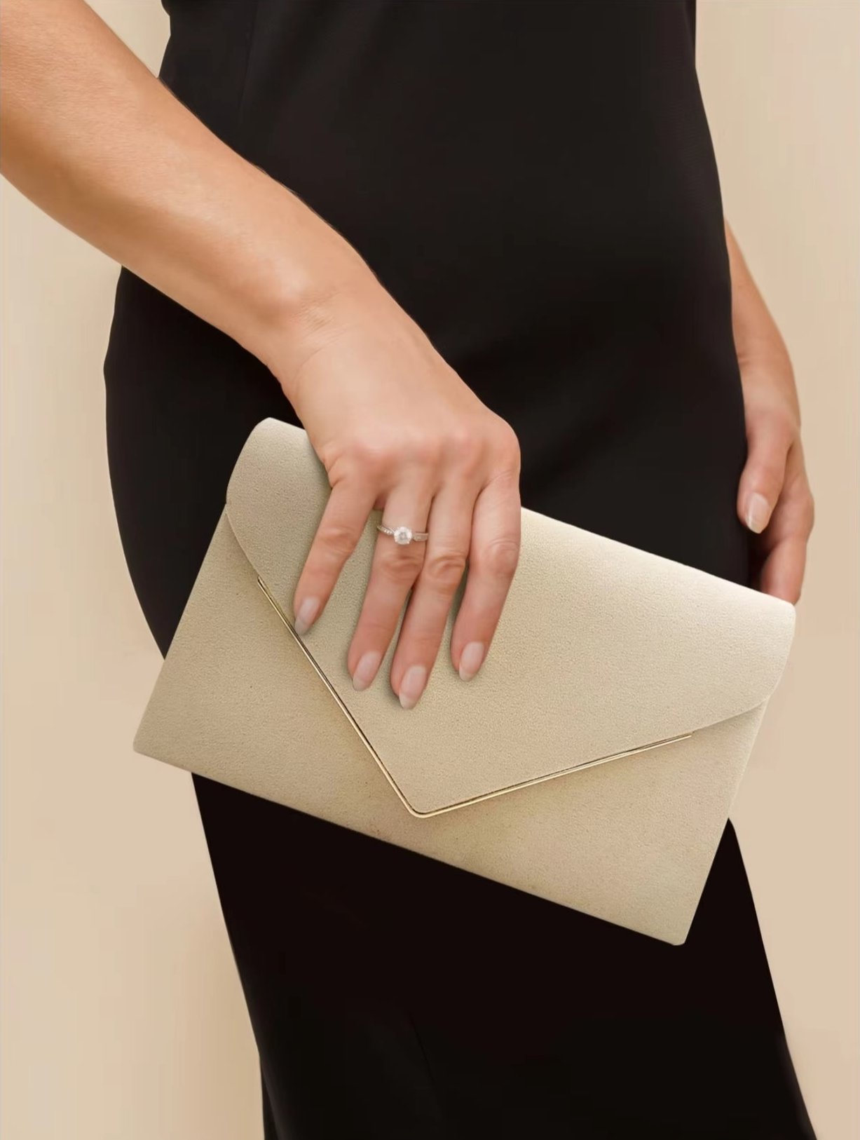 Noctura Suede Velvet Envelope Clutch