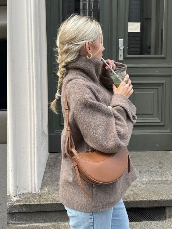 Crescent Vegan Leather Shoulder Bag
