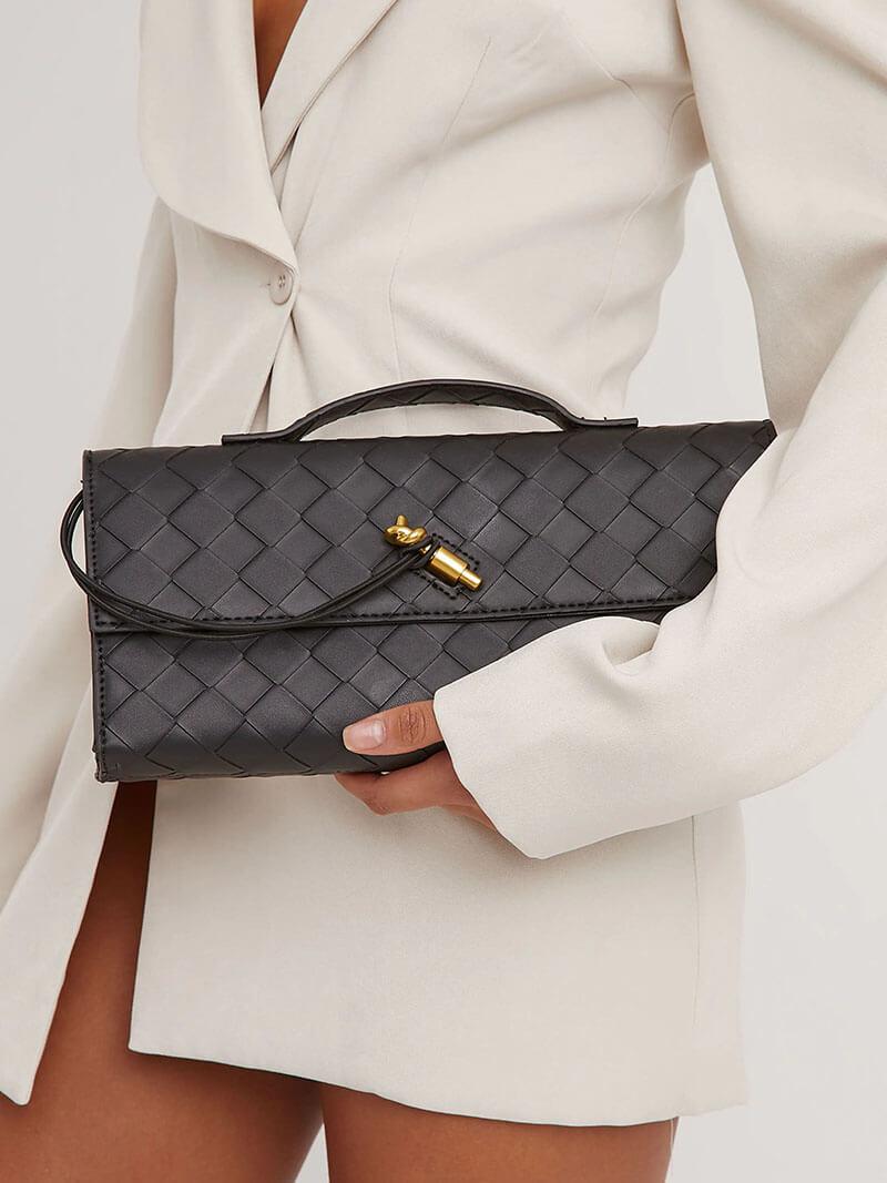 Chic Woven Vegan Leather Clutch