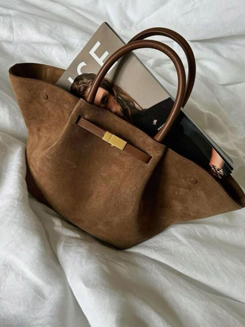 Faux Suede Tote Bag