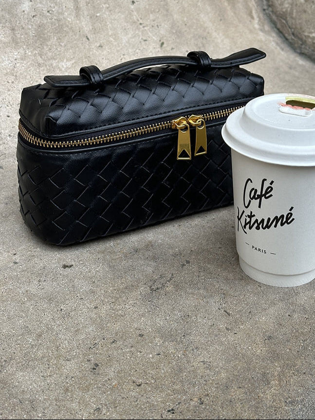 Woven Vegan Leather Handbag