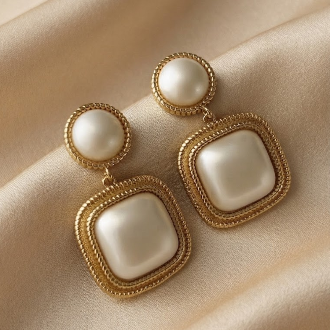 Kaia Pearl Square Earrings