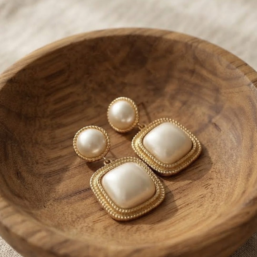 Kaia Pearl Square Earrings