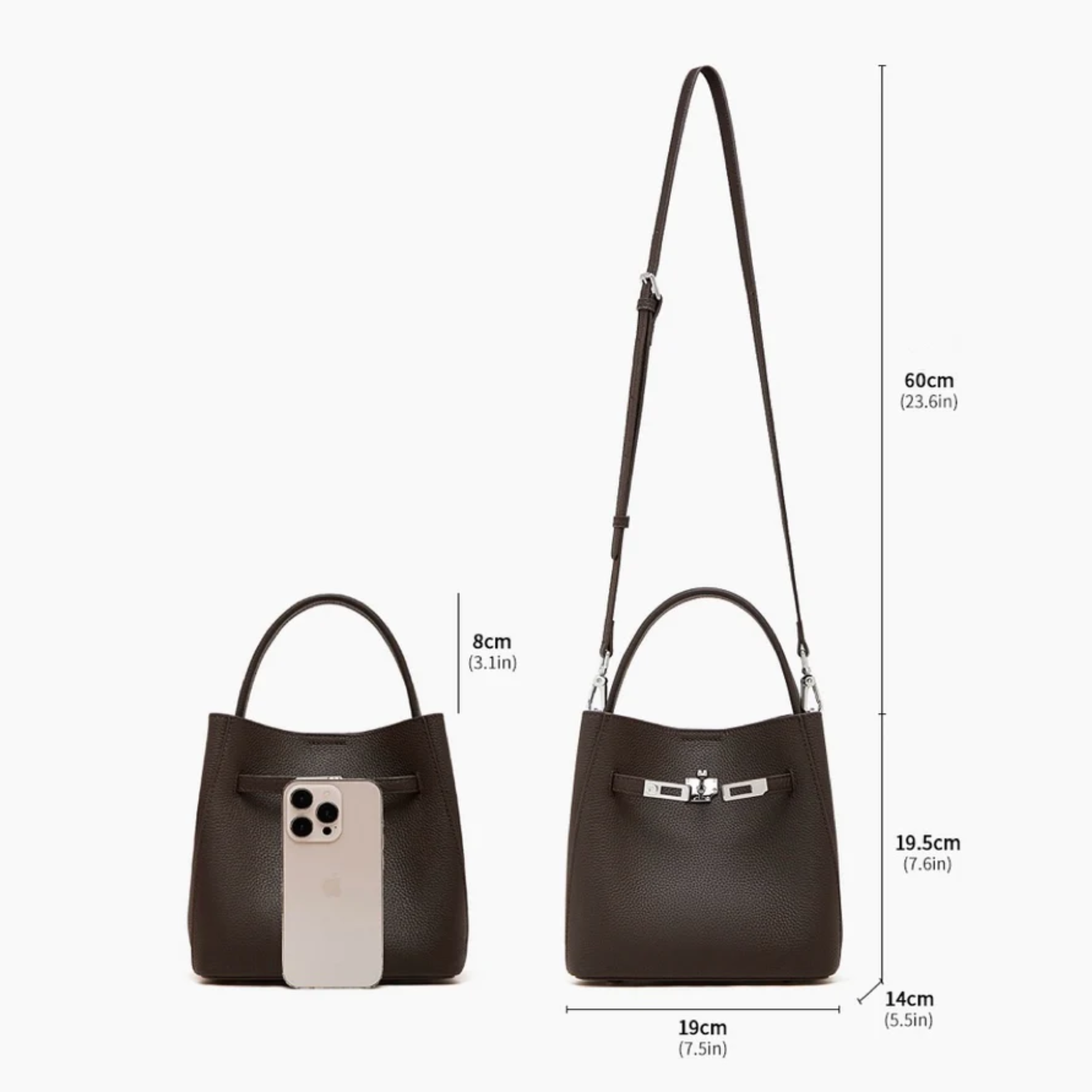 Louisse Genuine Leather Basket Bucket Bag