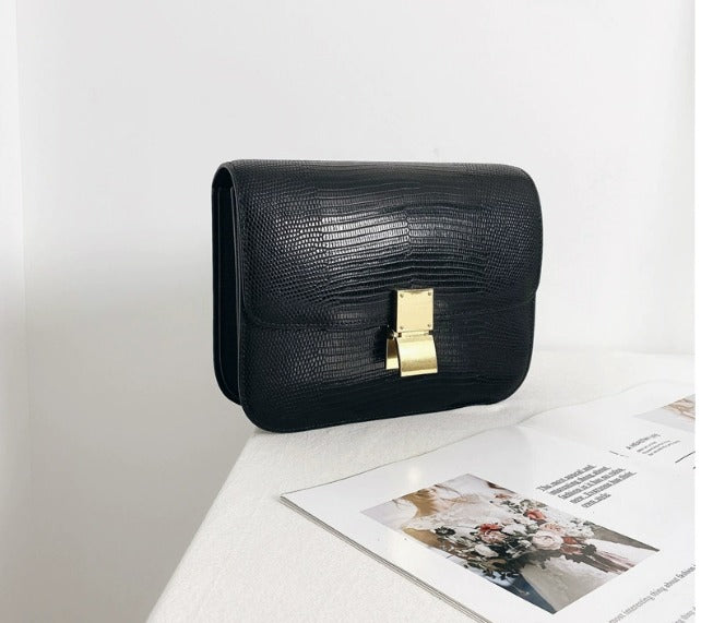 Valentina Lizard-Textured Leather Crossbody