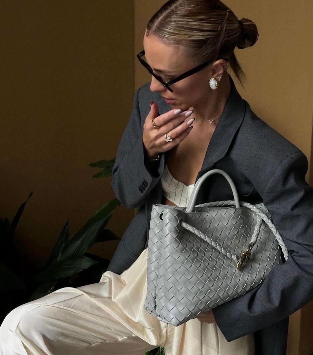 Woven Vegan Leather Tote