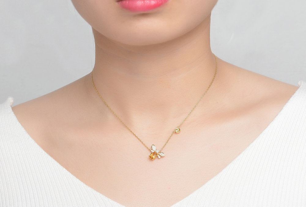Golden Honeybee Pendant Necklace