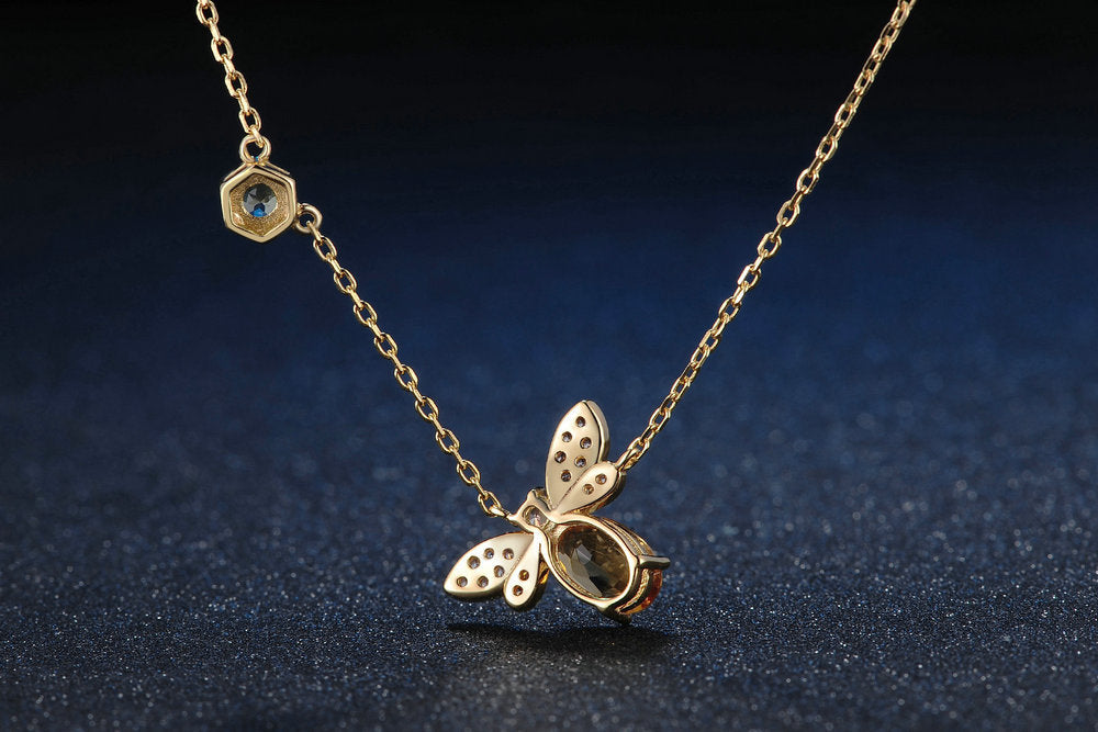 Golden Honeybee Pendant Necklace