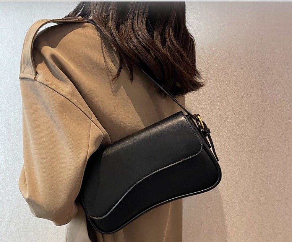 Saraya Crescent Vegan Leather Shoulder Bag