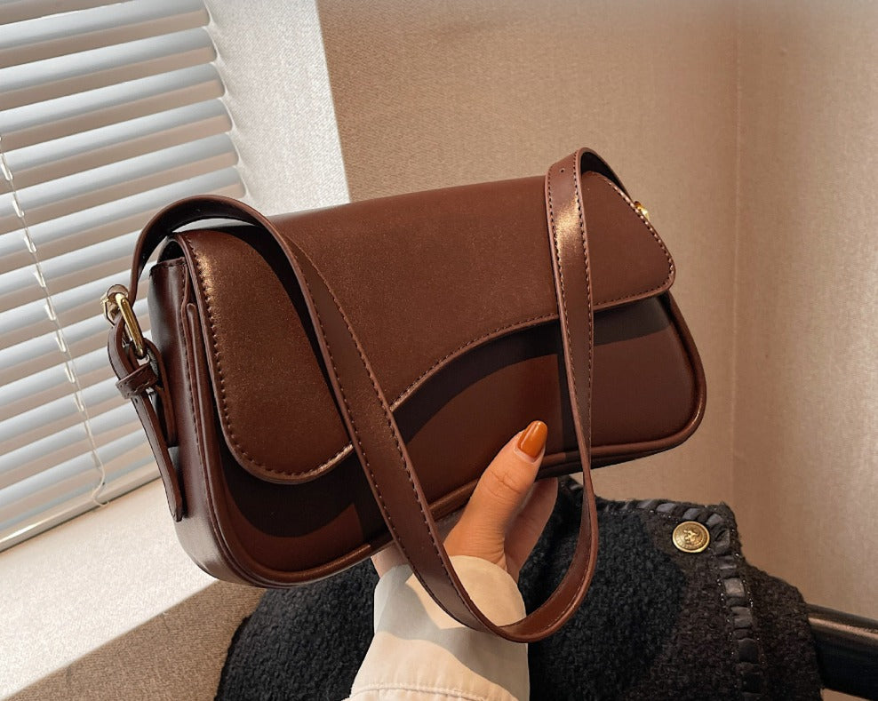 Saraya Crescent Vegan Leather Shoulder Bag