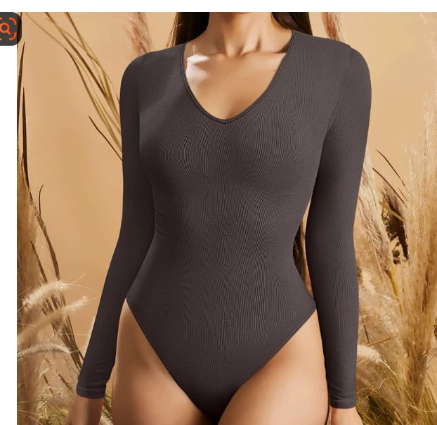 V-Neck Long Sleeve Bodysuit