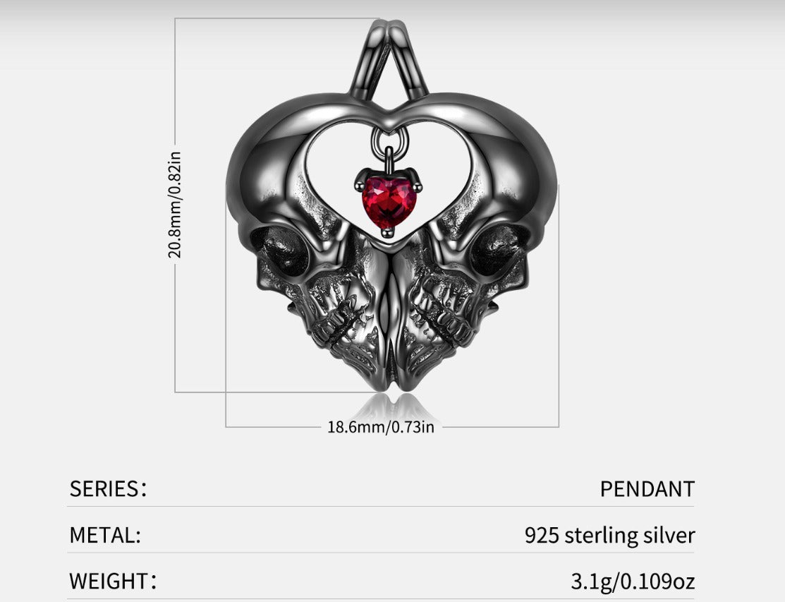 Eternal Love Skull Heart Necklace
