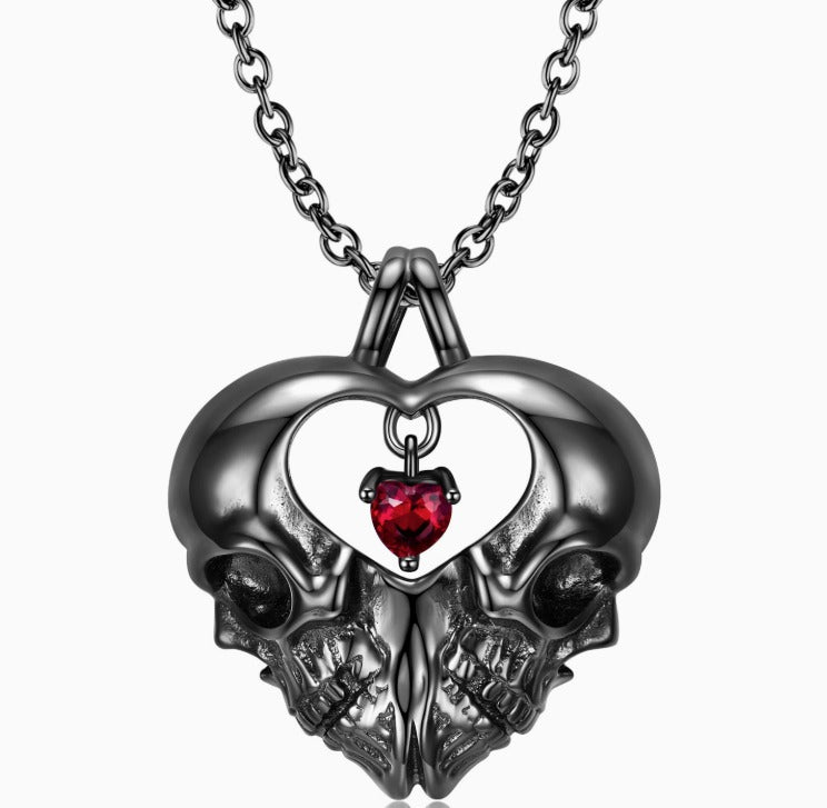 Eternal Love Skull Heart Necklace