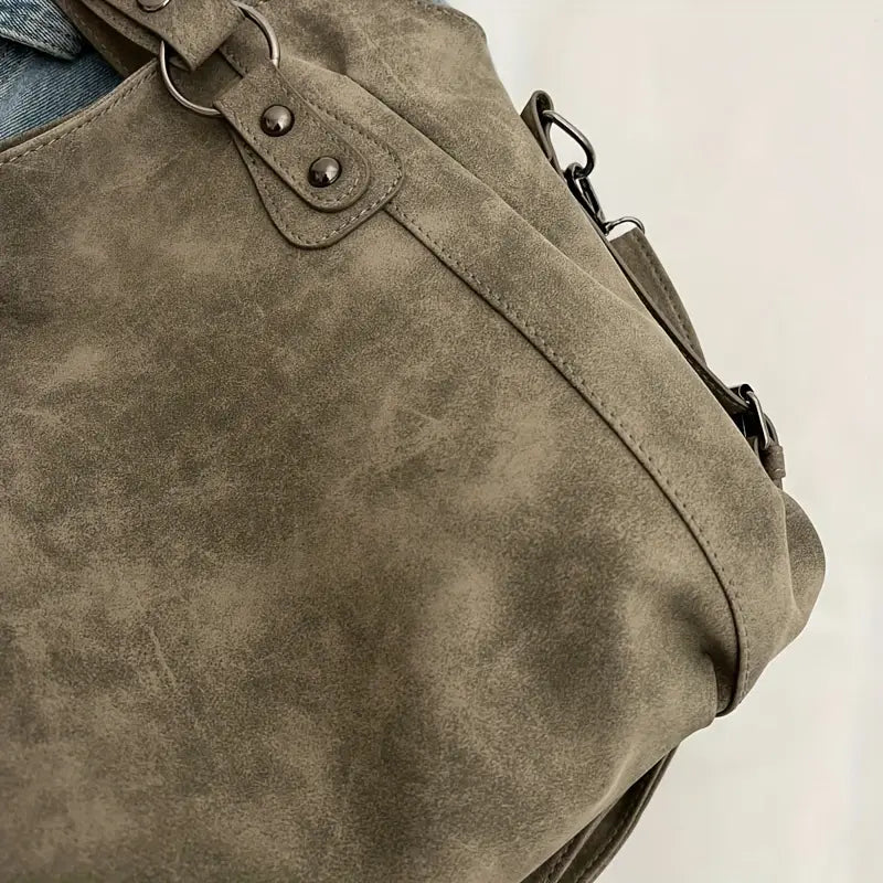 Velvet Voyage Vintage Vegan Suede-Style Crossbody Tote