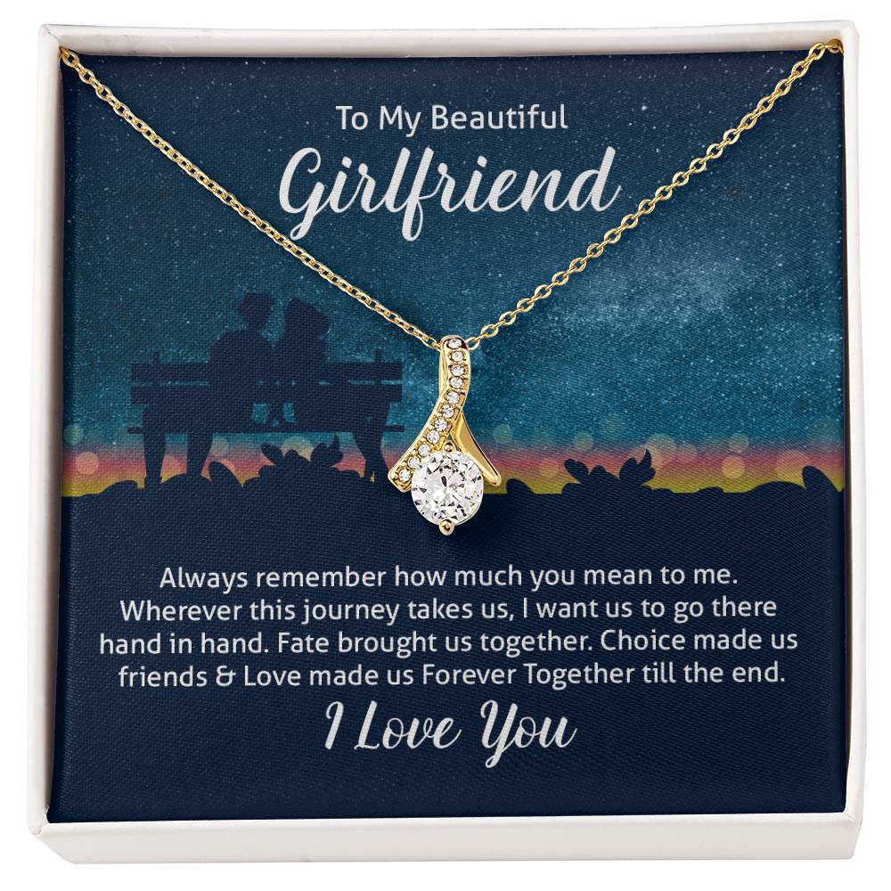 To My Girlfriend Ribbon Pendant Necklace