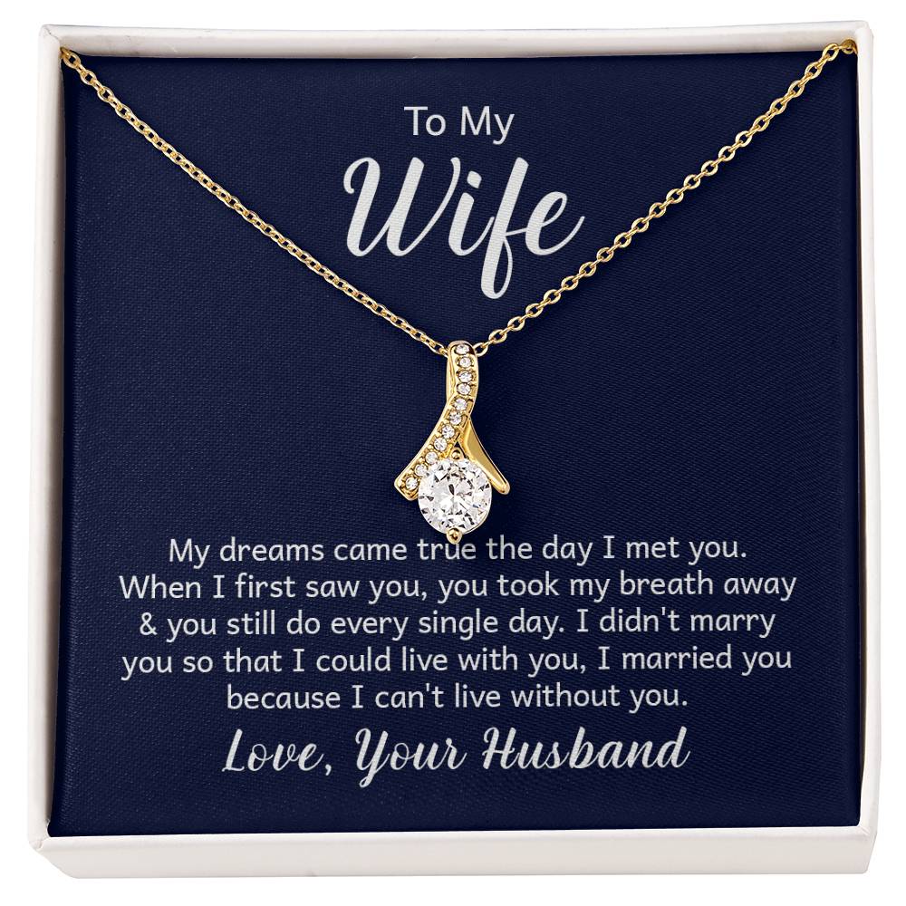 To My Wife Ribbon Pendant Necklace