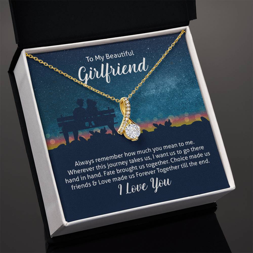 To My Girlfriend Ribbon Pendant Necklace