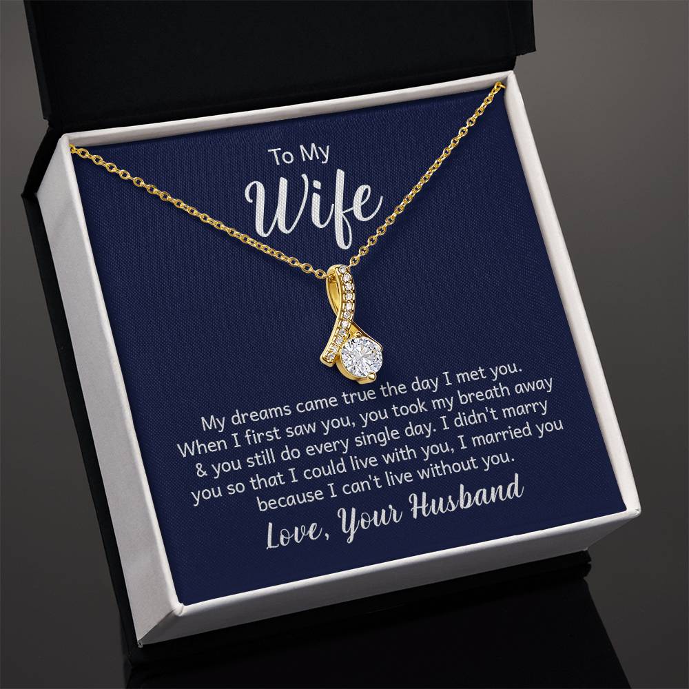 To My Wife Ribbon Pendant Necklace
