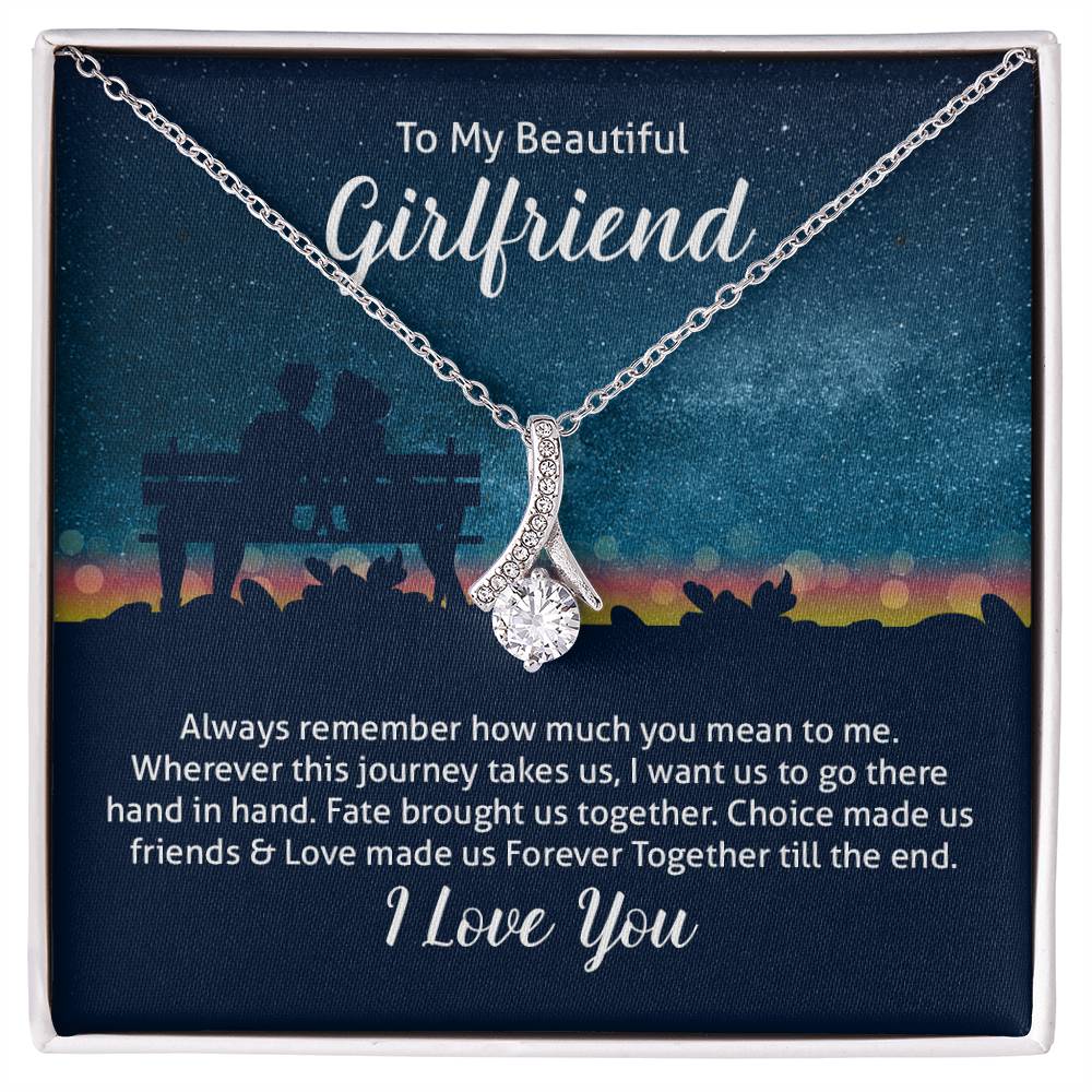 To My Girlfriend Ribbon Pendant Necklace