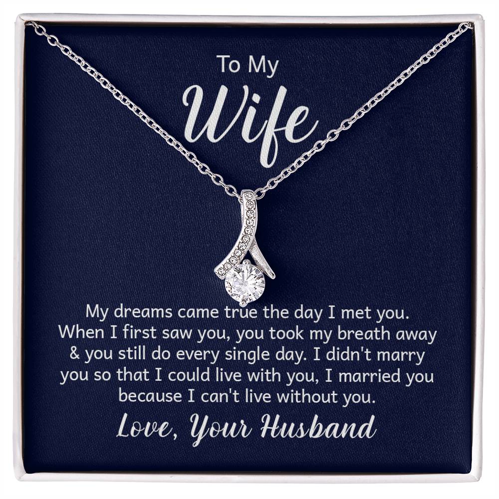 To My Wife Ribbon Pendant Necklace
