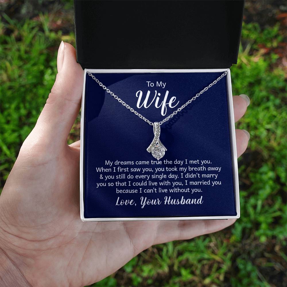 To My Wife Ribbon Pendant Necklace