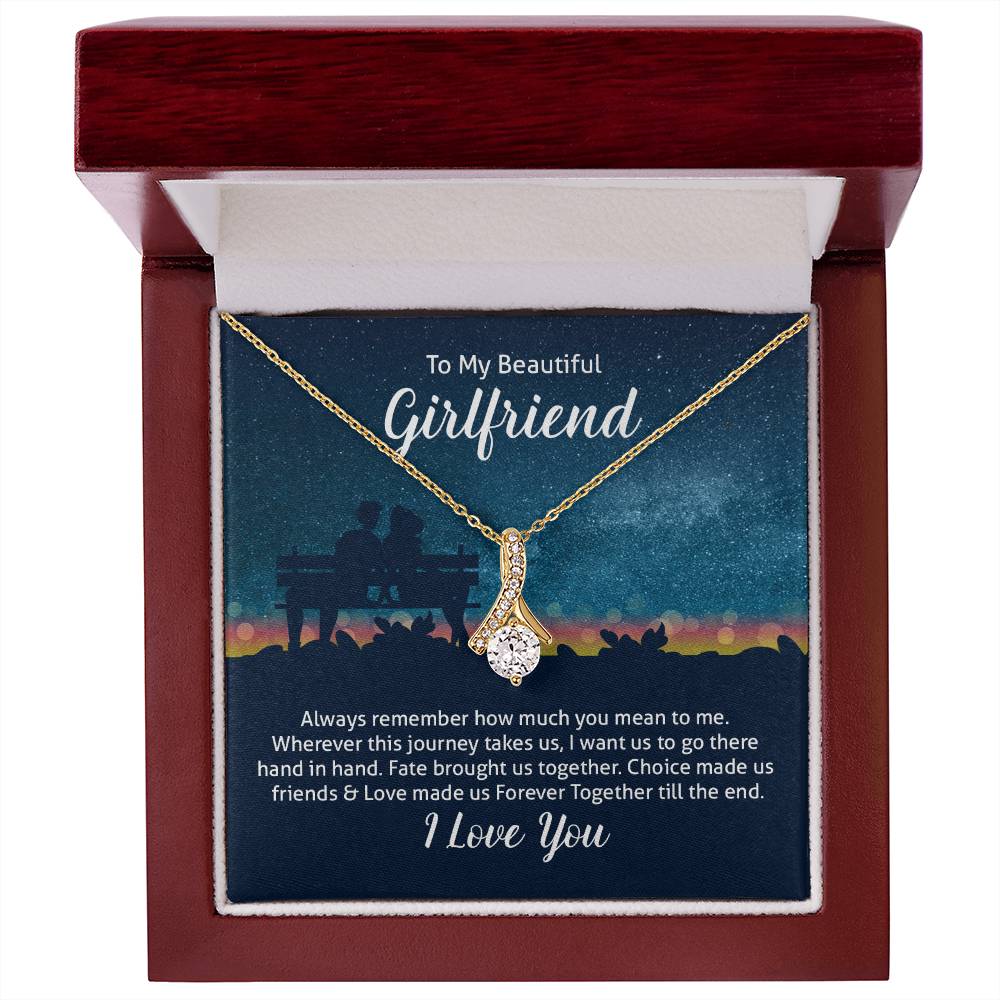 To My Girlfriend Ribbon Pendant Necklace