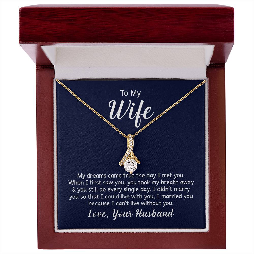 To My Wife Ribbon Pendant Necklace