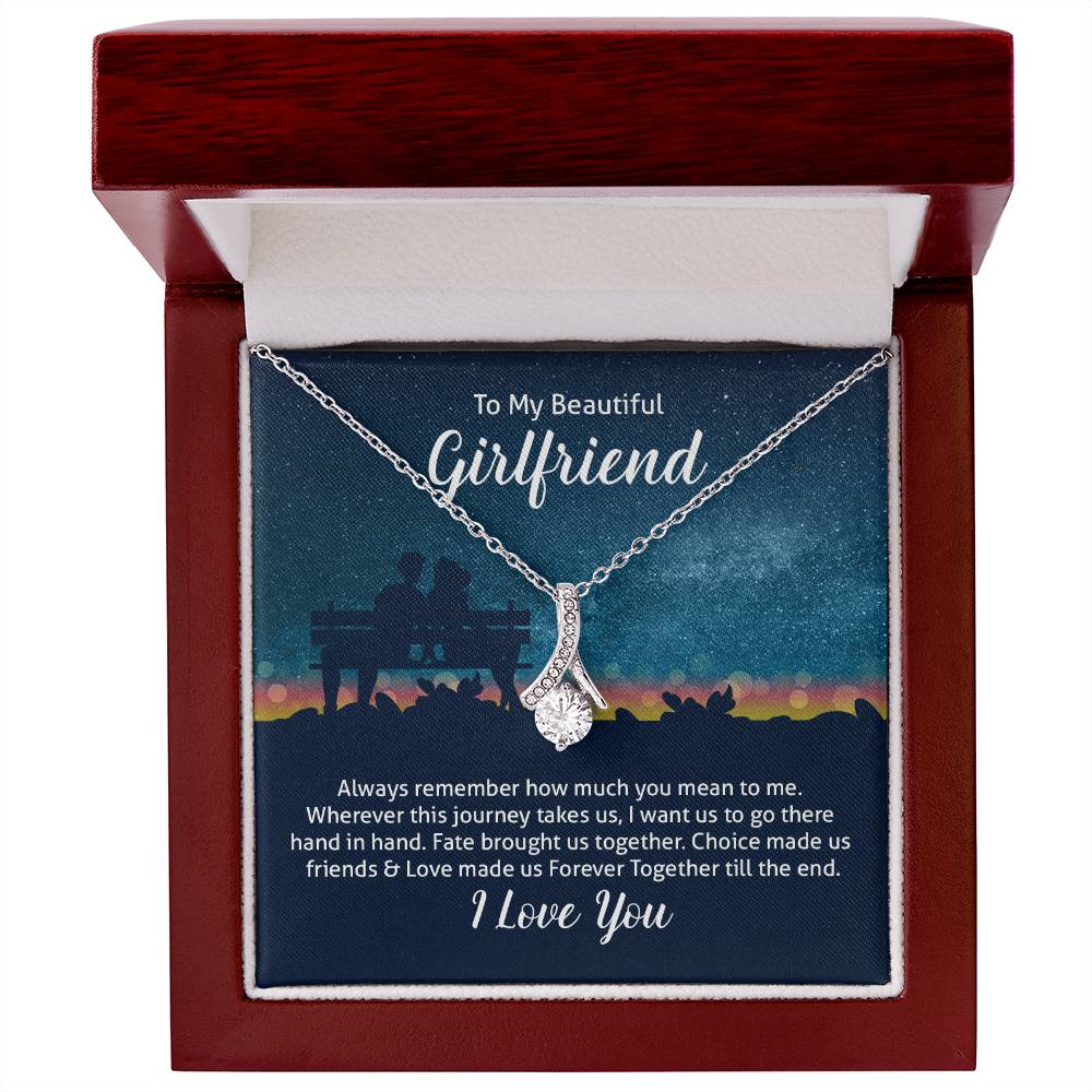 To My Girlfriend Ribbon Pendant Necklace
