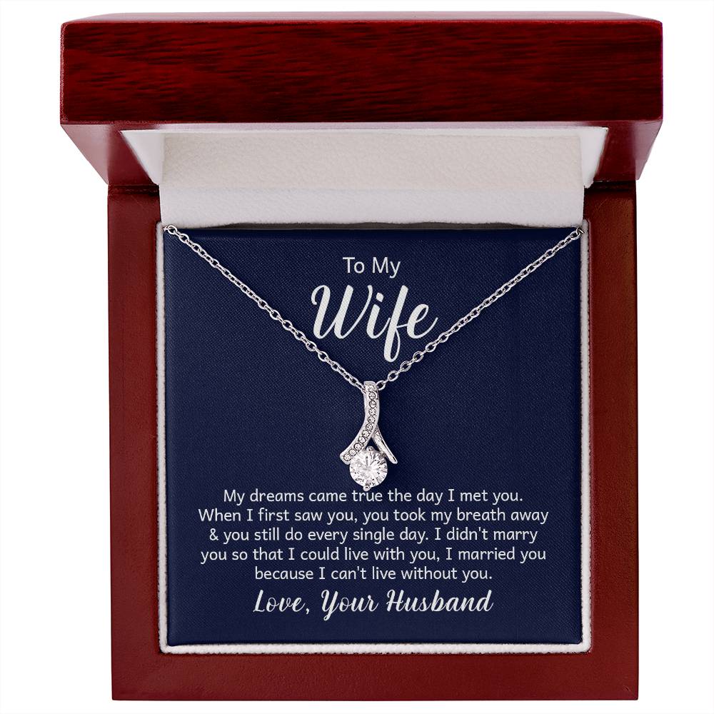 To My Wife Ribbon Pendant Necklace