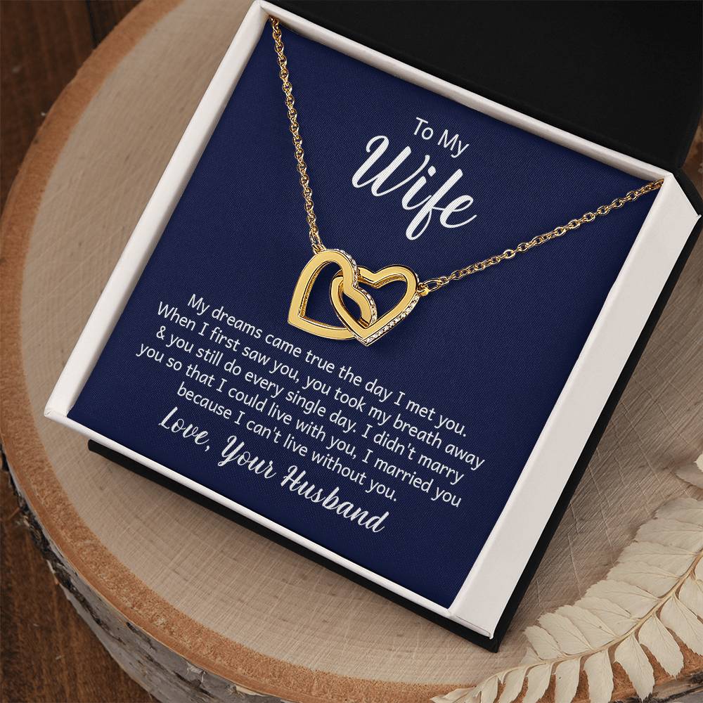 To My Wife Interlocking Hearts Necklace