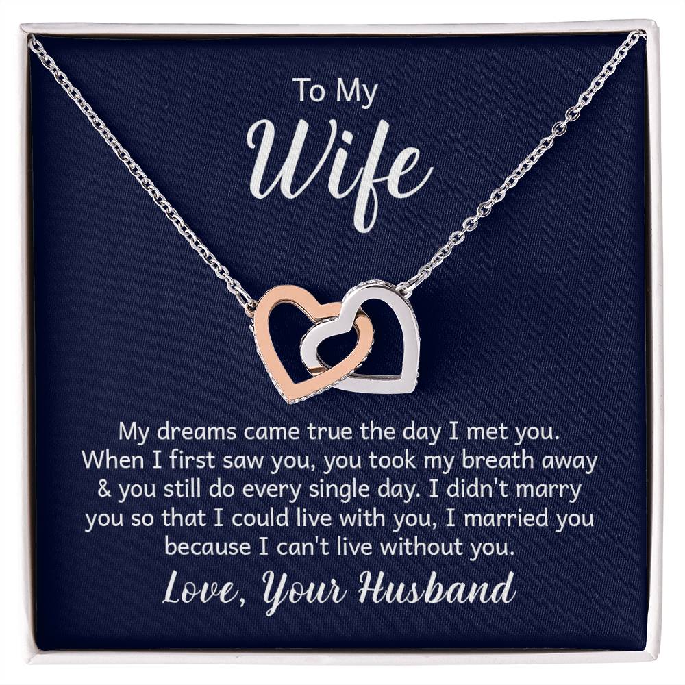 To My Wife Interlocking Hearts Necklace