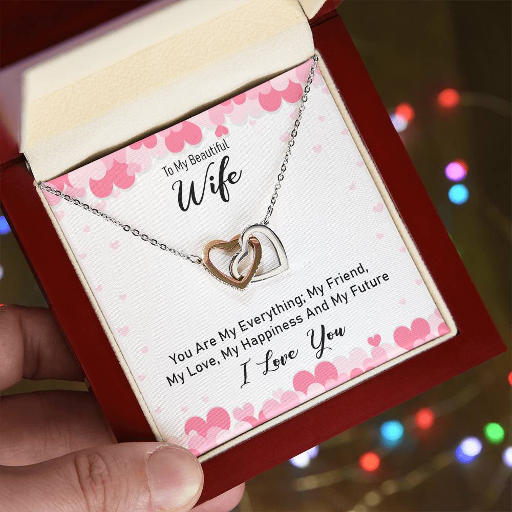 To My Wife Eternal Bond Interlocking Hearts Necklace