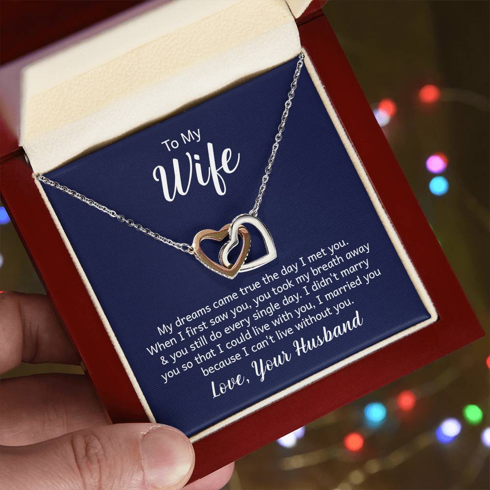 To My Wife Interlocking Hearts Necklace