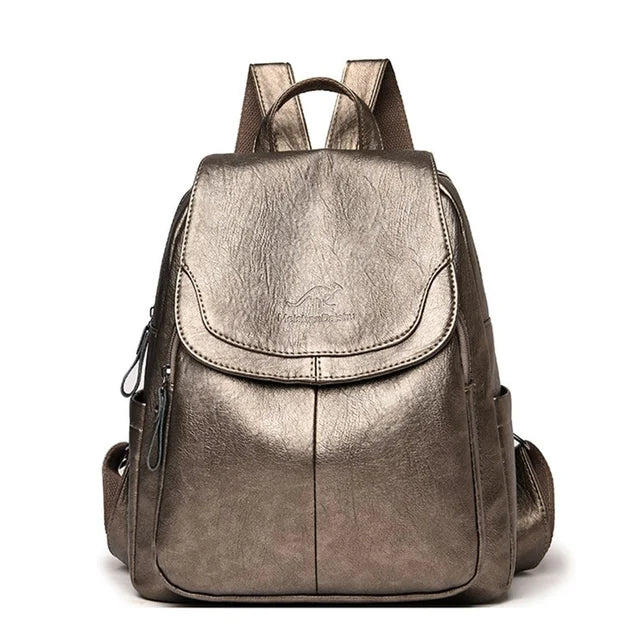 AriaGuard Mini Anti-Theft Leather Backpack