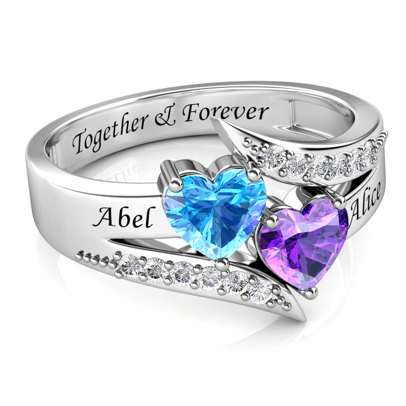 Personalized Zircon Ring in 925 Sterling Silver and 18K Gold /Rose Gold