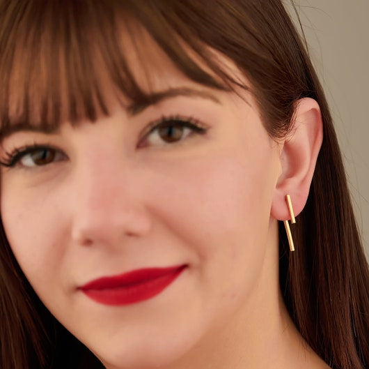 Double Bar Ear Jacket Earrings Gift for Family