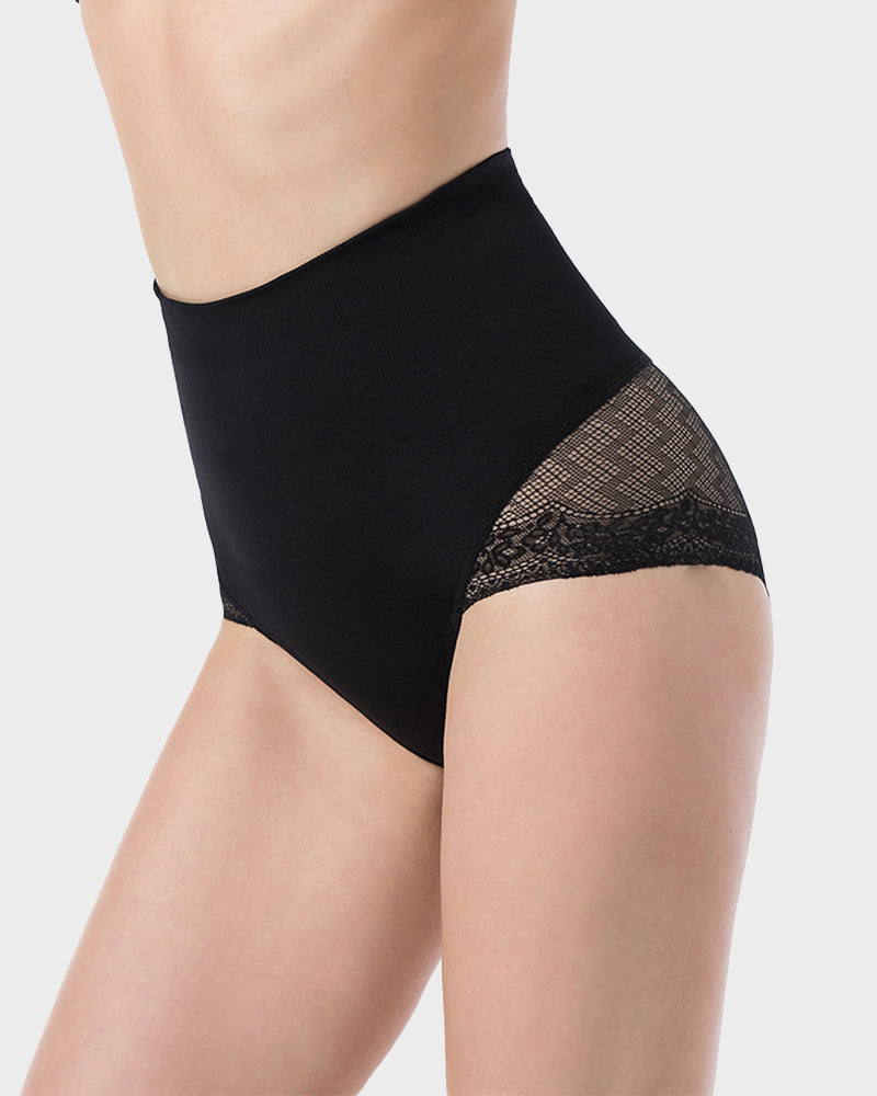 High Waist Lace Mesh Tummy Control Shaping Panty