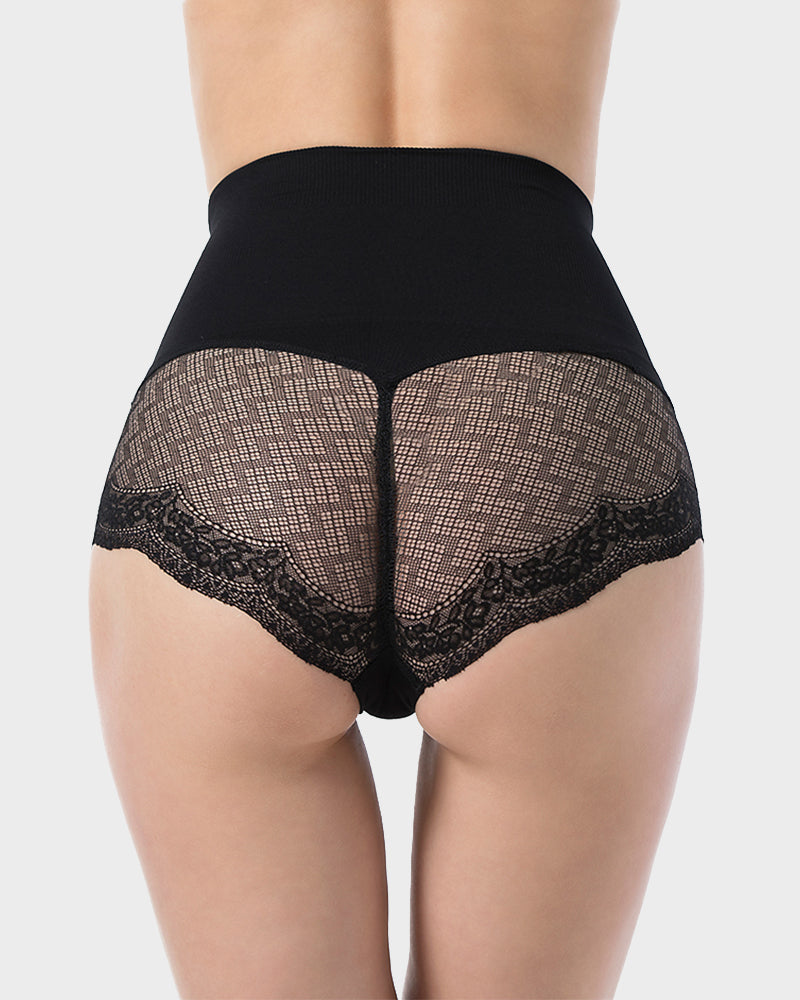 High Waist Lace Mesh Tummy Control Shaping Panty