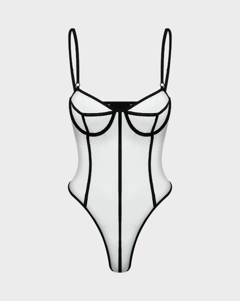 Chic Snatched Fit Contrast Trim Low Back Bodysuit