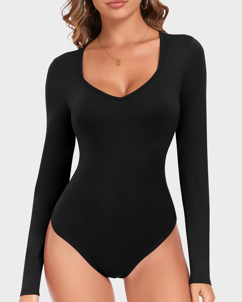 Seamless Long Sleeve V-Neck Bodysuit