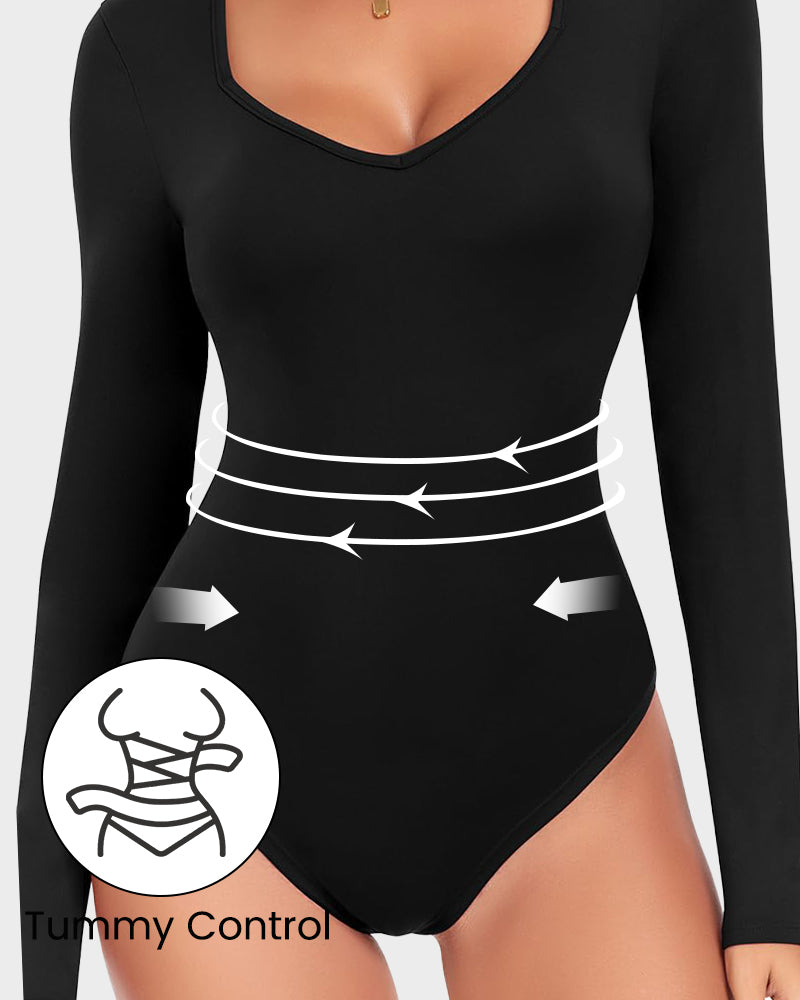 Seamless Long Sleeve V-Neck Bodysuit