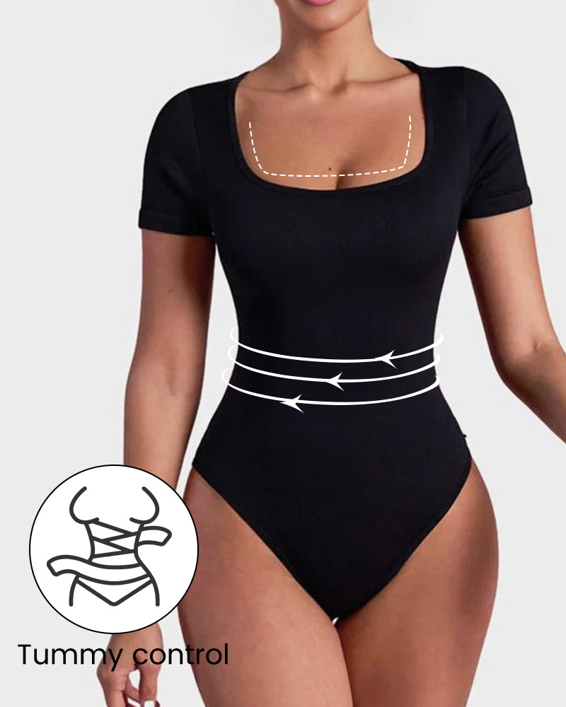 Square Neck Thong Bodysuit