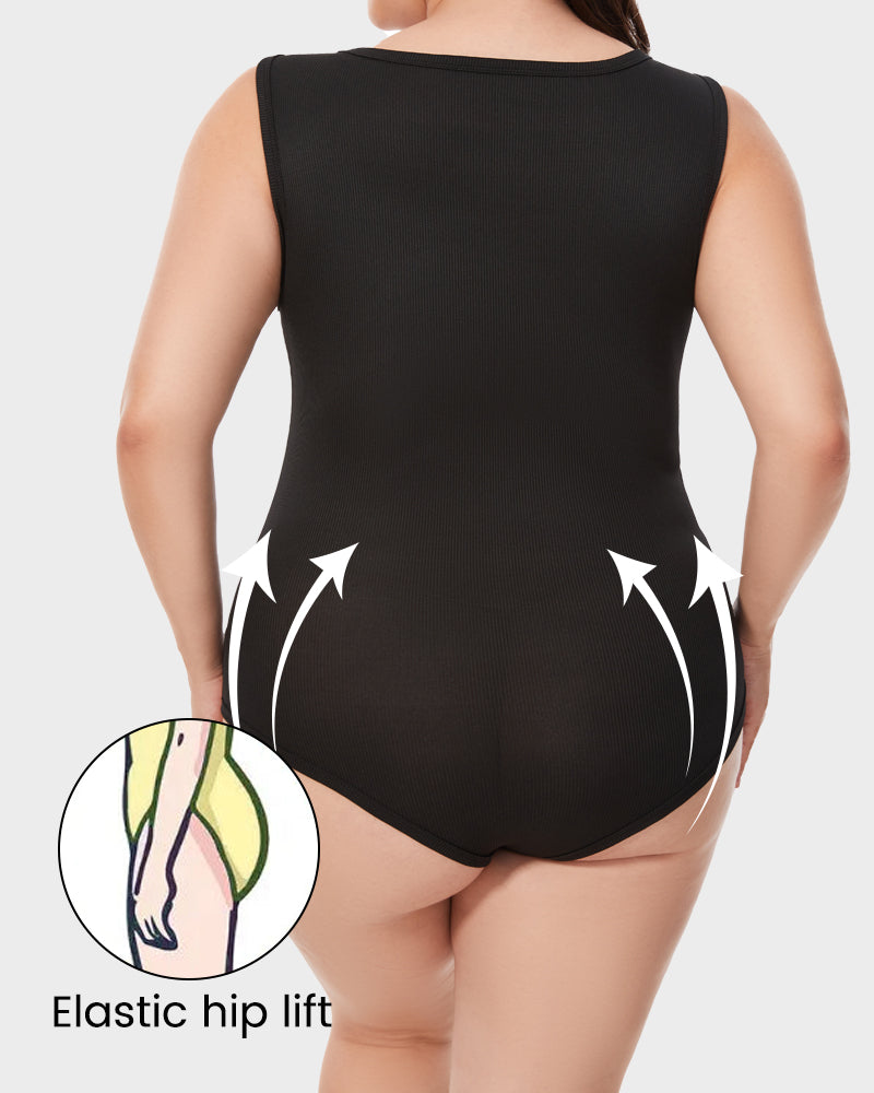 Chic Ribbed Square Neck Bodysuit