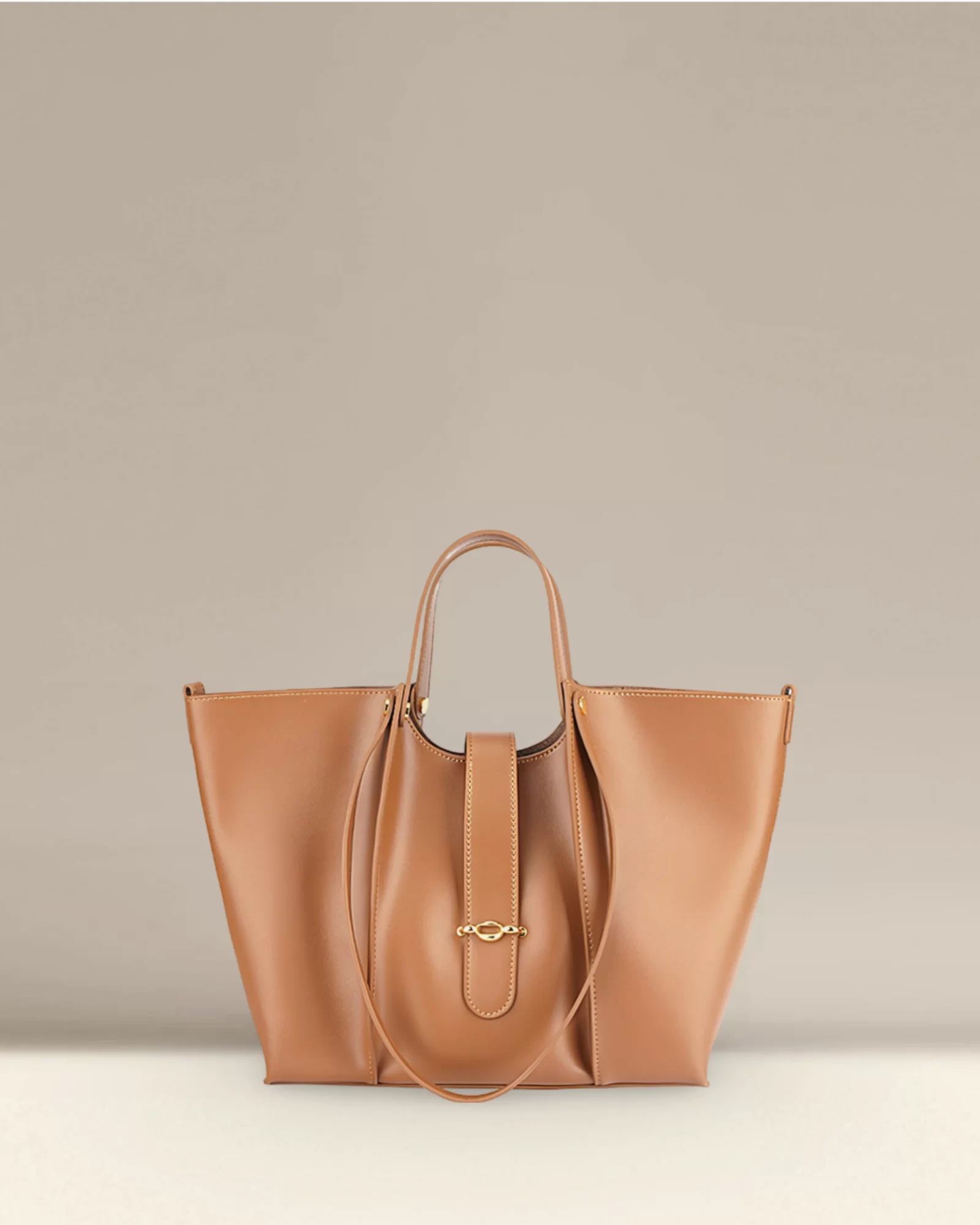 Elegant Versatility Leather Bucket Tote